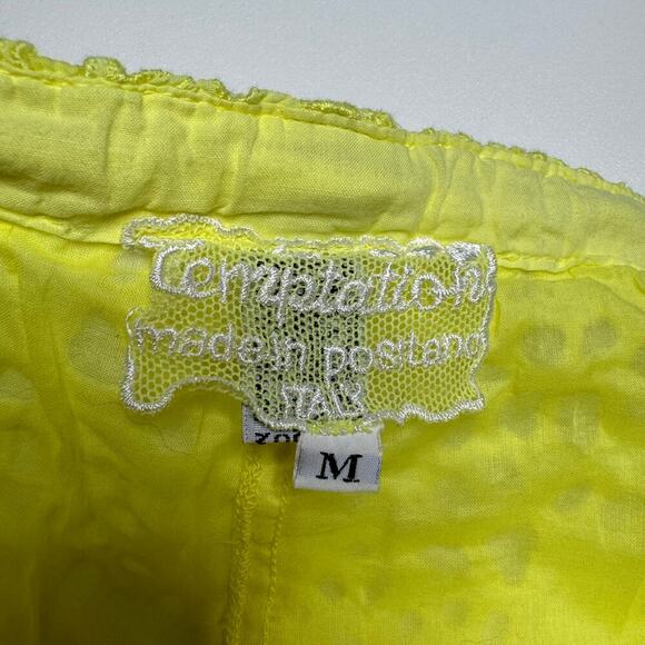 Temptation Positano Eyelet Lace Shorts Drawstring in Yellow Size Medium - Picture 8 of 9